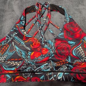 Constantly Varied Gear Sports Bra - Red and Blue Floral Design